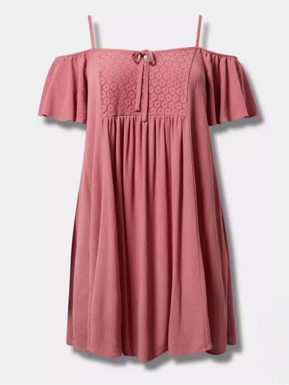 Mauvewood Torrid Mini Wash Gauze Cold Shoulder Trapeze Dress Size 3 or 22/24